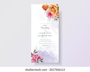 Abstract and floral watercolor wedding invitations