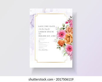 Abstract and floral watercolor wedding invitations