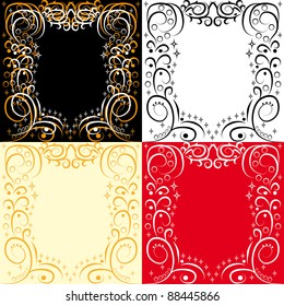 abstract floral winter frame with curling branch