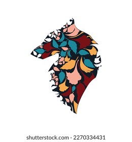 Abstract floral wolf illustration template vector.