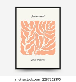 Abstract floral and women posters template. Modern trendy Matisse minimal style. Cute girl and fashion. Hand drawn design for wallpaper, wall decor, print, postcard, cover, template, banner. 