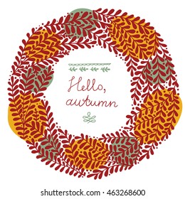 Abstract floral wreath with beautiful branches. Perfect place for your text. Floral background for invitations, covers, postcards and ect.
