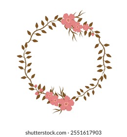 Abstract floral wreath frame flat design