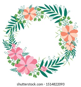 Abstract floral wreath with place for your text. Vector image.
