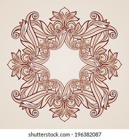 Abstract florid pattern in pastel rose pink shades