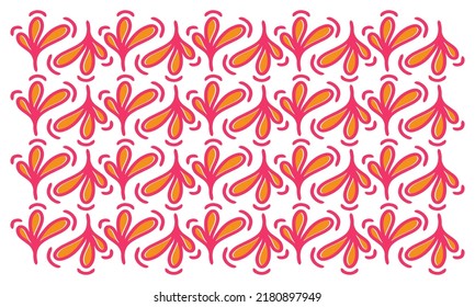 Abstract Florist Doodles Shape Red Yellow Color Background