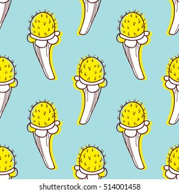 Abstract floristic pattern with stamen in blue and yellow colors. Botanical vector illustration eps 8