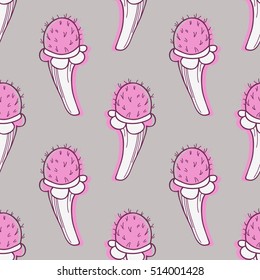 Abstract floristic pattern with stamen in pink and gray colors. Botanical vector illustration eps 8