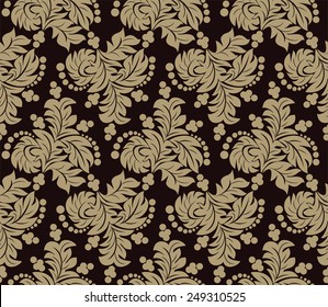 Abstract flourish seamless Pattern on chocolate Background