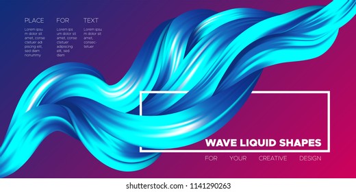 Abstract Flow Background. Wave Fluid Shapes in Blue Color. Trendy Vector Illustration EPS10 for Your Creative Design. Beautiful Interweaving. Flow Poster with Liquid for Business Presentation, Banner.