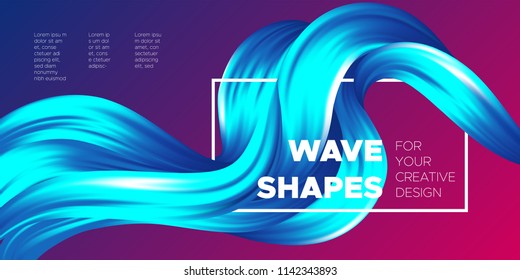 Abstract Flow Background. Wave Fluid Shapes in Blue Color. Trendy Vector Illustration EPS10 for Your Creative Design. Beautiful Interweaving. Flow Poster with Liquid for Business Presentation, Banner.