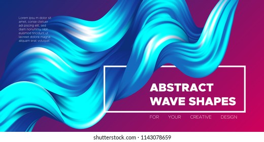 Abstract Flow Background. Wave Fluid Shapes in Blue Color. Trendy Vector Illustration EPS10 for Your Creative Design. Beautiful Interweaving. Flow Poster with Liquid for Business Presentation, Banner.