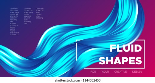 Abstract Flow Background. Wave Fluid Shapes in Blue Color. Trendy Vector Illustration EPS10 for Your Creative Design. Beautiful Interweaving. Flow Poster with Liquid for Business Presentation, Banner.