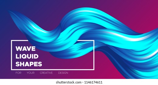 Abstract Flow Background. Wave Fluid Shapes in Blue Color. Trendy Vector Illustration EPS10 for Your Creative Design. Beautiful Interweaving. Flow Poster with Liquid for Business Presentation, Banner.