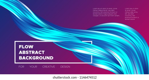 Abstract Flow Background. Wave Fluid Shapes in Blue Color. Trendy Vector Illustration EPS10 for Your Creative Design. Beautiful Interweaving. Flow Poster with Liquid for Business Presentation, Banner.