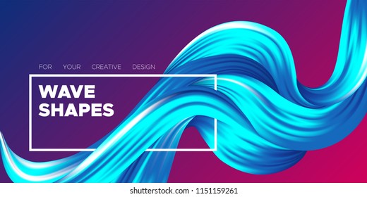 Abstract Flow Background. Wave Fluid Shapes in Blue Color. Trendy Vector Illustration EPS10 for Your Creative Design. Beautiful Interweaving. Flow Poster with Liquid for Business Presentation, Banner.