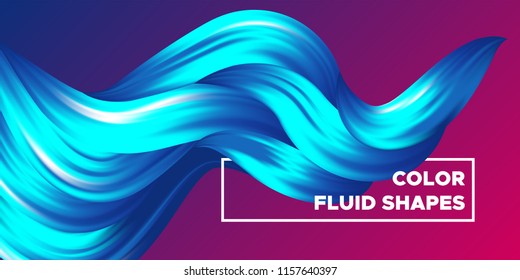 Abstract Flow Background. Wave Fluid Shapes in Blue Color. Trendy Vector Illustration EPS10 for Your Creative Design. Beautiful Interweaving. Flow Poster with Liquid for Business Presentation, Banner.