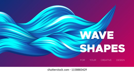 Abstract Flow Background. Wave Fluid Shapes in Blue Color. Trendy Vector Illustration EPS10 for Your Creative Design. Beautiful Interweaving. Flow Poster with Liquid for Business Presentation, Banner.