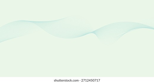 Abstract flow blue lines on soft green background. Modern lines glowing. Vector illustration.
