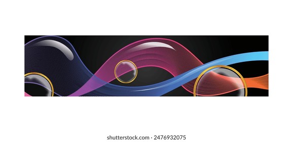 Abstract flow of colorful dynamic waves horizontal banner marketing