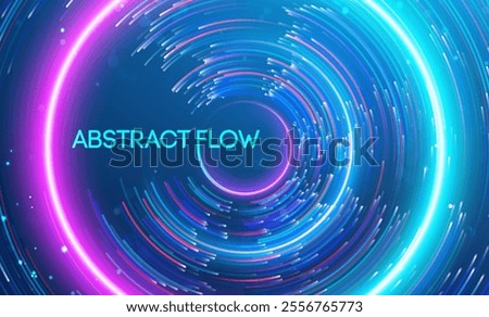 Abstract flow depicted through swirling vibrant light streaks in a dynamic motion. Big data and data science integration with advanced technology and artificial intelligence concepts.