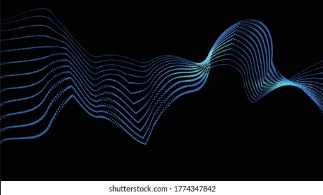 Abstract flow dots background . Fluid wavy shape .Striped linear pattern . Vector illustration