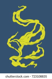 Abstract flow of energy, yellow plasma. Vector illustration, isolated on dark background.