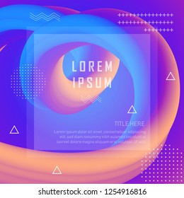 Abstrakte Fließflüssigkeit formt 3D-Banner. Flüssige Welle trendy moderne Stil. Farbiger, lebhafter Hintergrund. Curve Konzept, Vektorgrafik.	