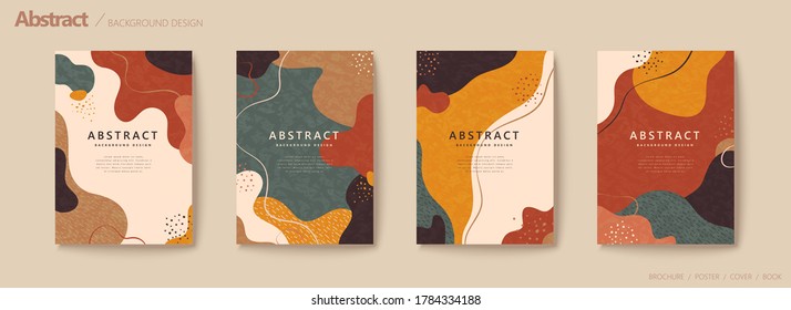 Abstract flow flyer set in autumn color tone