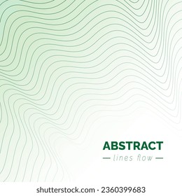 Abstract flow green wavy lines background, modern moving lines design, futuristic technology concept, vector illustration