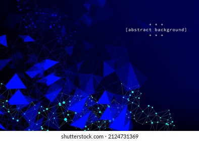 abstract flow line combine with connecting line and triangle shape on navy blue background can be use for airline brochure website  template technology product advertisement vector eps.