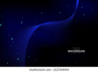 la línea de flujo abstracto con curva sobre fondo azul gradiente se puede utilizar para la decoración tecnología de fondo sitio web de publicidad de productos o para los pasos vectoriales de presentación.