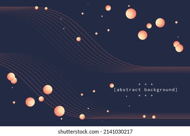 Abstract flow line in curve and twisted with floating orange particle dot on gradient navy blue background can be use for notebook cover screen saver product label technology packaging vector eps.