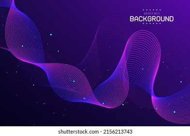 abstract flow line curve and twisted with particle dots on violet background can be use for technology package design product label food and beverage vector eps.