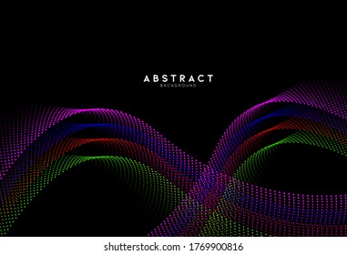 Abstract flow line digital technology, smooth  particle wave, big data techno,  design concept background and wallpaper, vector eps