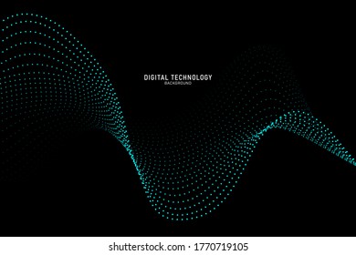 Abstract flow line digital technology, smooth particle wave, big data techno, design concept background and wallpaper, vector eps