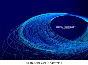 Tecnología digital de línea de flujo abstracto, onda de partículas lisas, tecnología de datos grandes, fondo de concepto de diseño y fondo de pantalla, eps vectoriales
