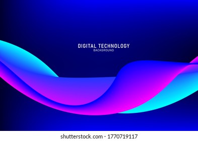 Abstrakte Fließleittechnik, glatte Teilchenwelle, Big Data Techno, Design-Hintergrund und Bildschirmhintergrund, Vektorgrafiken