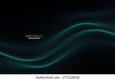 Tecnología digital de línea de flujo abstracto, onda de partículas lisas, tecnología de datos grandes, fondo de concepto de diseño y fondo de pantalla, eps vectoriales