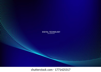 Abstract flow line digital technology, smooth particle wave, big data techno, design concept background and wallpaper, vector eps