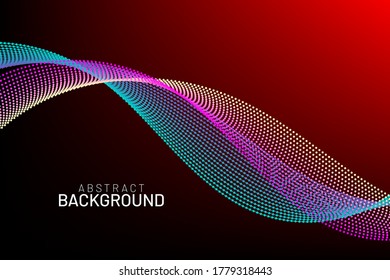 Tecnología digital de línea de flujo abstracto, onda de partículas lisas, tecnología de datos grandes, fondo de concepto de diseño y fondo de pantalla, eps vectoriales
