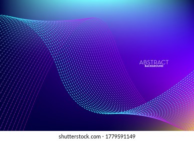 Tecnología digital de línea de flujo abstracto, onda de partículas lisas, tecnología de datos grandes, fondo de concepto de diseño y fondo de pantalla, eps vectoriales