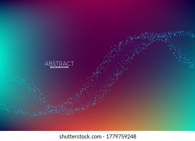 Abstract flow line digital technology, smooth particle wave, big data techno, design concept background and wallpaper, vector eps
