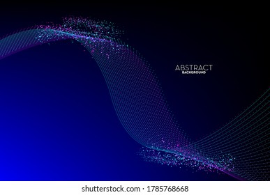 Abstract flow line digital technology, smooth particle wave, big data techno, design concept background and wallpaper, vector eps