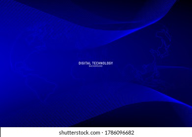 Abstract flow line digital technology, smooth particle wave, big data techno, design concept background and wallpaper, vector eps