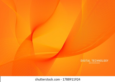 Abstract flow line digital technology, smooth particle wave, big data techno, design concept background and wallpaper, vector eps