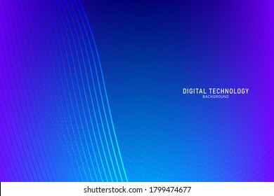 Abstract flow line digital technology, smooth particle wave, big data techno, design concept background and wallpaper, vector eps