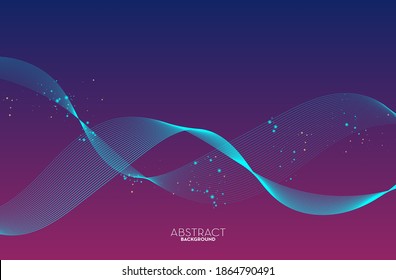 Abstract flow line digital technology, smooth particle wave, big data techno, design concept background and wallpaper, vector eps
