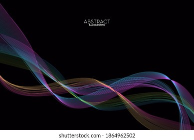 Abstract flow line digital technology, smooth particle wave, big data techno, design concept background and wallpaper, vector eps
