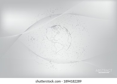 Abstract flow line digital technology, smooth particle wave, big data techno, design concept background and wallpaper, vector eps
